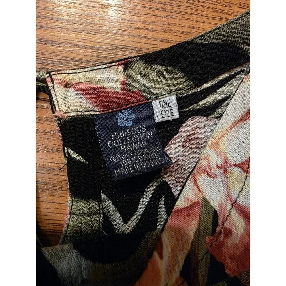 Hibiscus Collection Hawaii Dress One Size Lightweight 100% Rayon Tropical Floral